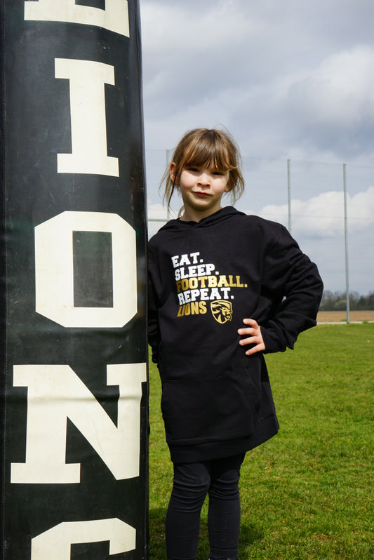 Hoddie Feldkirchen Lions Fanwear  " EAT SLEEP FOOTBALL REPEAT LIONS" Erwachsenen/Kindergrößen